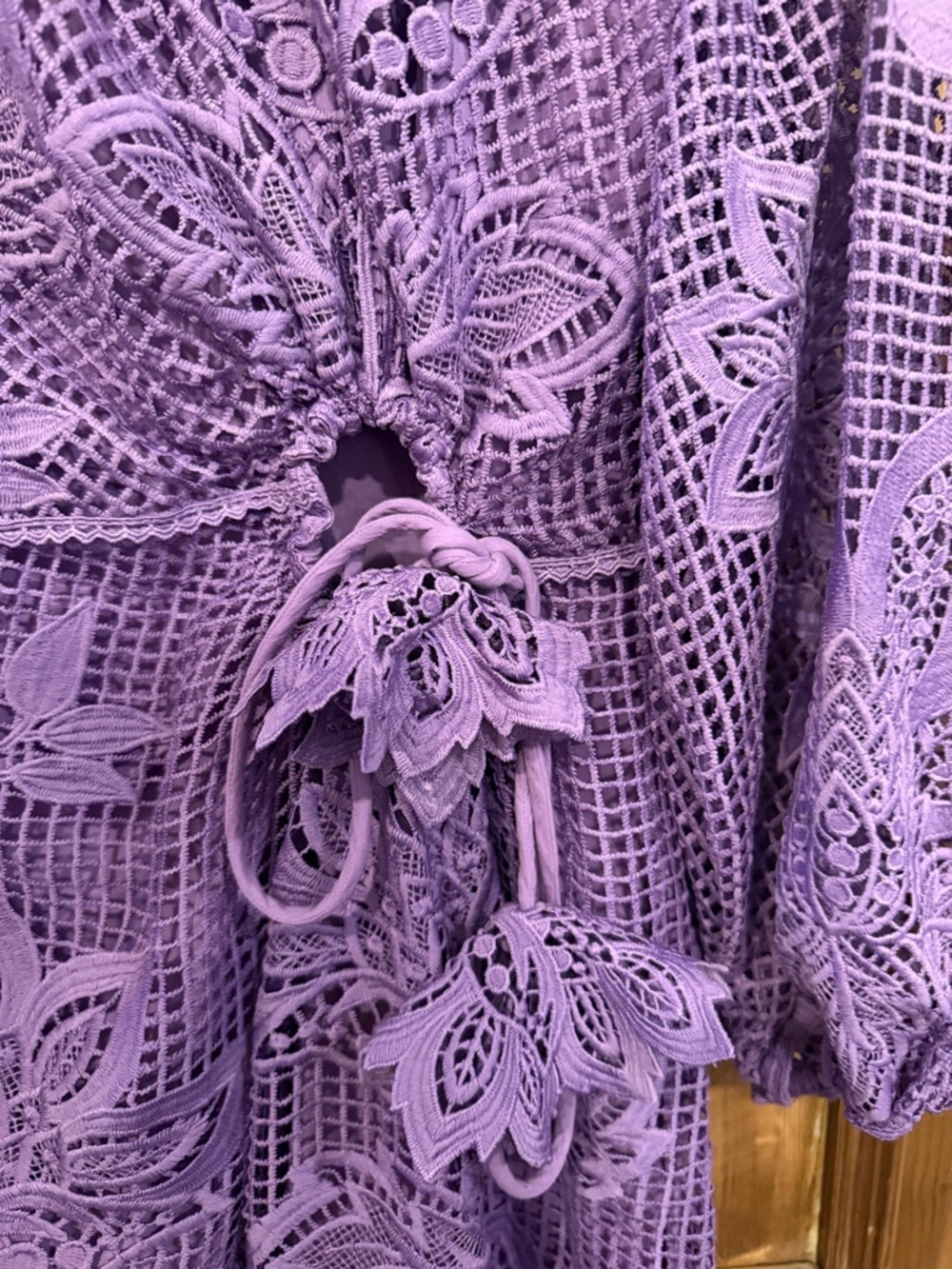 FARM Rio Purple Crochet Midi Dress with Ring Detail - Picture 8 of 10